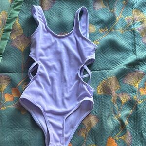 Lavender One-Piece Swimsuit with Side Cutouts
